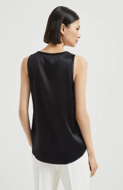 Brunello Cucinelli Silk Top In Black