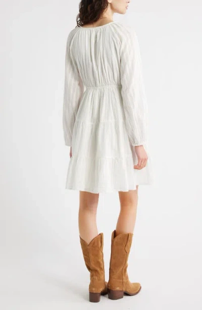 Treasure & Bond Floral Print Jacquard Long Sleeve Minidress In White