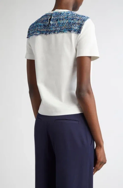 St John St. John Collection Jersey T-shirt With Multieyelash Tweed In White
