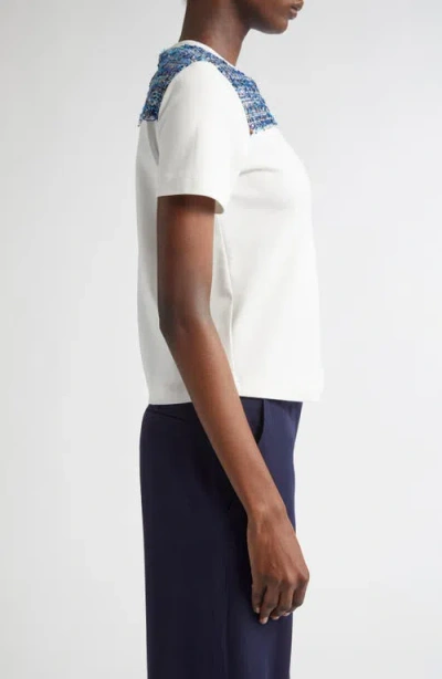 St John St. John Collection Jersey T-shirt With Multieyelash Tweed In White