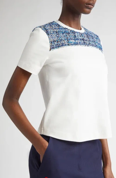 St John St. John Collection Jersey T-shirt With Multieyelash Tweed In White