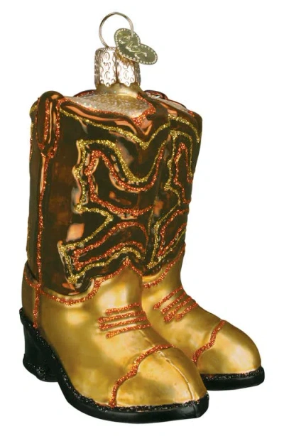 Old World Christmas Cowboy Boots Glass Ornament