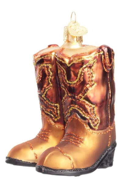 Old World Christmas Cowboy Boots Glass Ornament