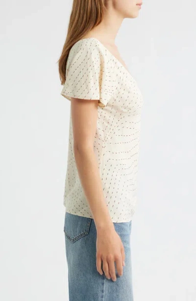 Rag & Bone Yvonne Print Flutter Sleeve Top In Neutral