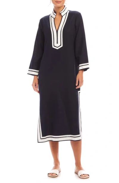 Karen Kane The St. Tropez Long Sleeve Linen Blend Midi Dress