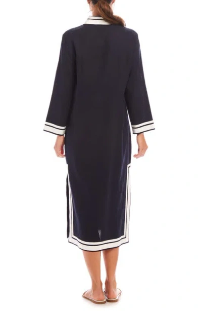 Karen Kane The St. Tropez Long Sleeve Linen Blend Midi Dress
