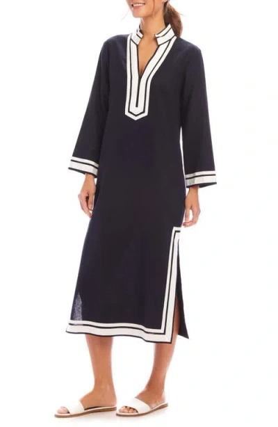 Karen Kane The St. Tropez Long Sleeve Linen Blend Midi Dress