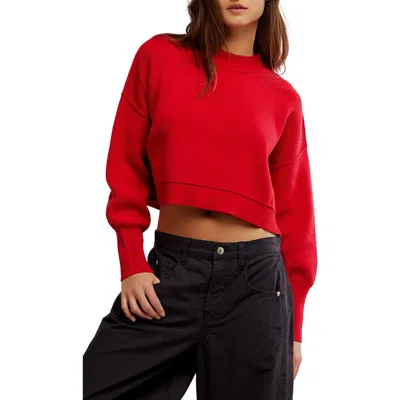 Free People Trish Balloon Sleeve Sweatshirt In Red