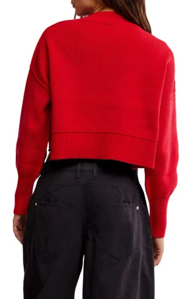 Free People Trish Balloon Sleeve Sweatshirt In Red