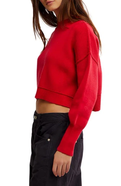 Free People Trish Balloon Sleeve Sweatshirt In Red