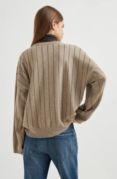 Brunello Cucinelli Dazzling Stripe Sweater In Neutral