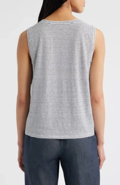 Eileen Fisher Stripe Crewneck Organic Linen Tank