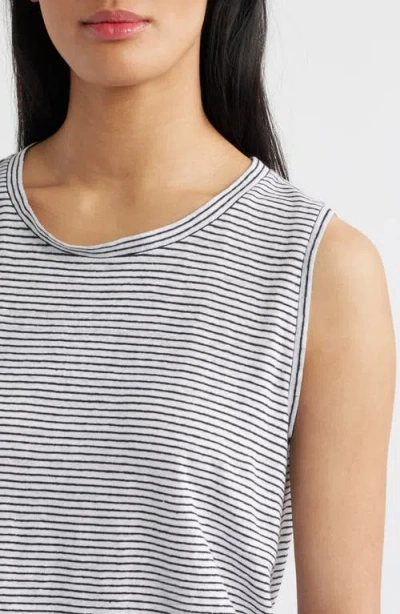 Eileen Fisher Stripe Crewneck Organic Linen Tank