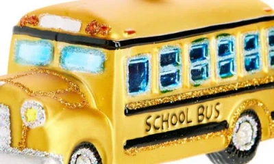 Old World Christmas School Bus Glass Ornament