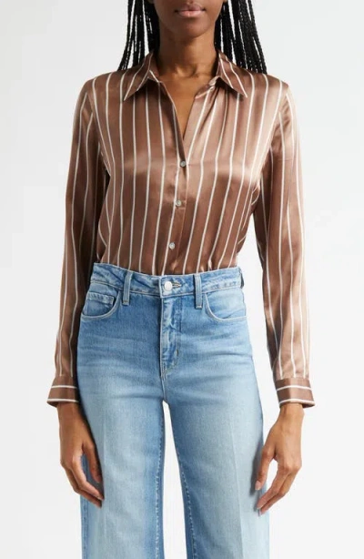 L Agence L'agence Tyler Stripe Silk Button-up Shirt