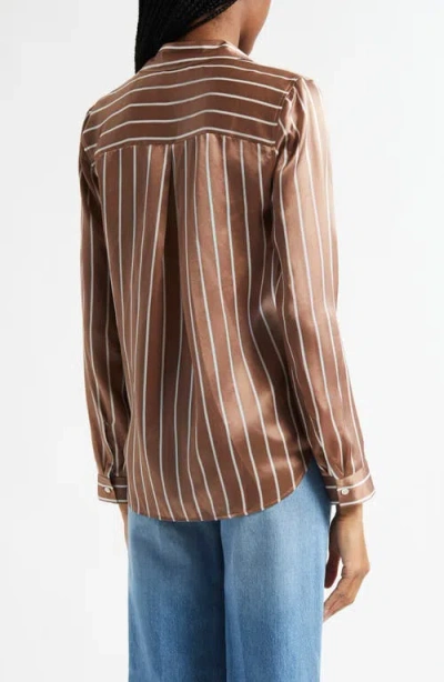 L Agence L'agence Tyler Stripe Silk Button-up Shirt