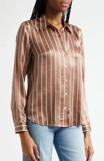 L Agence L'agence Tyler Stripe Silk Button-up Shirt