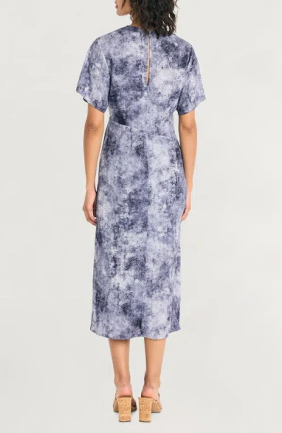 Luxely Short Sleeve Twisted Midi Dress In Multi