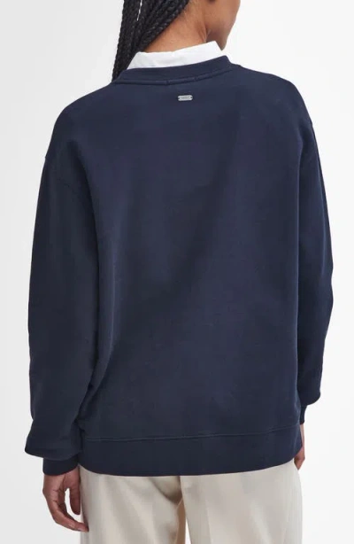 Barbour Northumberland Logo Embroidered Cotton Graphic Sweatshirt In Blue