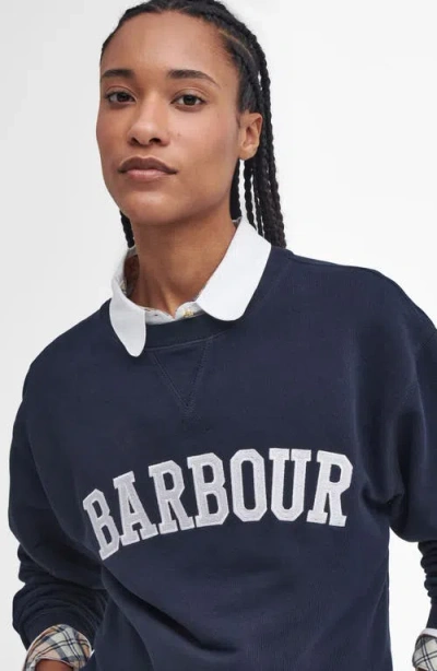 Barbour Northumberland Logo Embroidered Cotton Graphic Sweatshirt In Blue