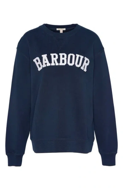 Barbour Northumberland Logo Embroidered Cotton Graphic Sweatshirt In Blue