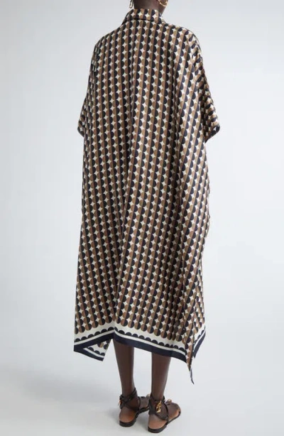 Oscar De La Renta Mini Geo Print Silk Caftan Dress