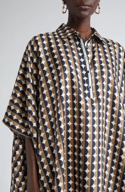 Oscar De La Renta Mini Geo Print Silk Caftan Dress