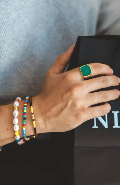 Nialaya Vintage Trifocal Beaded Wristband