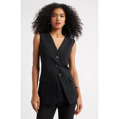Open Edit Collarless Vest In Black