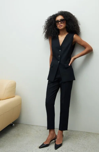 Open Edit Collarless Vest In Black