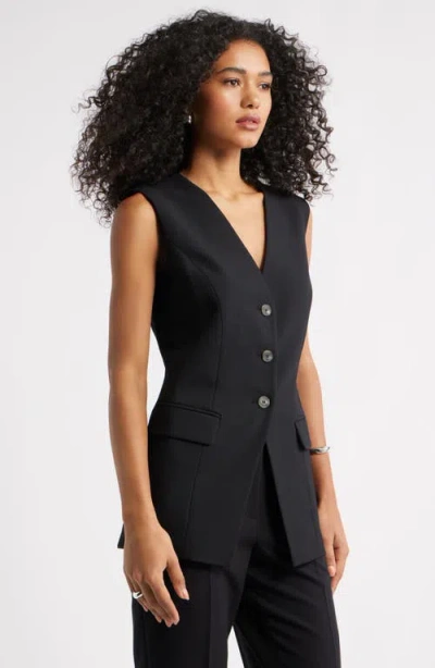 Open Edit Collarless Vest In Black