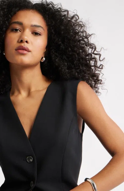 Open Edit Collarless Vest In Black