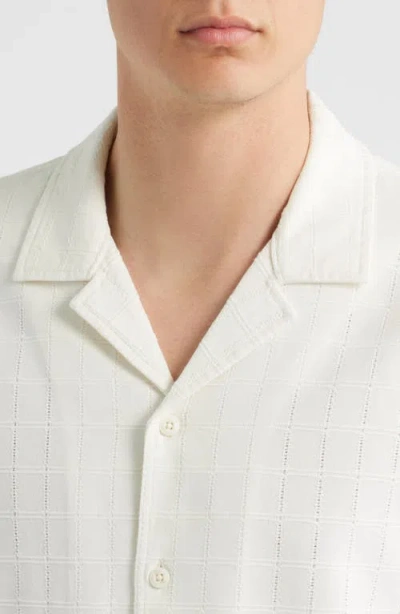 Treasure & Bond Slub Knit Cotton Camp Shirt In White