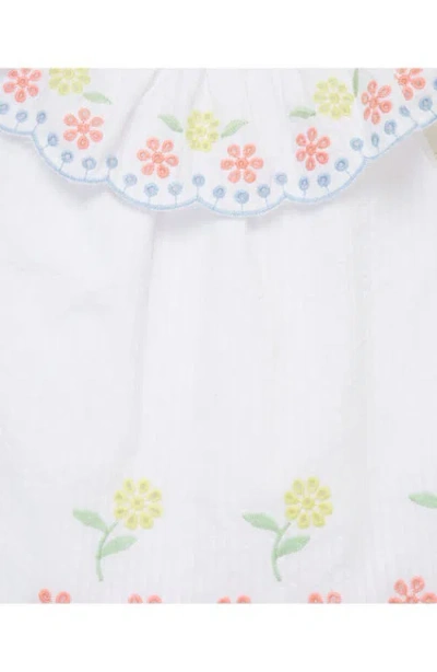 Little Me Eyelet Ruffle Top & Shorts Set In White