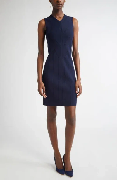 St John St. John Collection Pointelle Moving Ribs Knit Sheath Dress In Blue