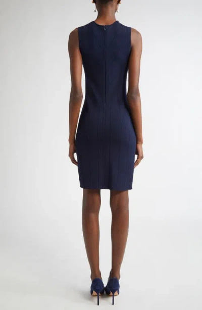 St John St. John Collection Pointelle Moving Ribs Knit Sheath Dress In Blue