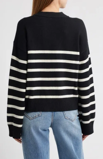 Rails Geneva Cardigan Black Oatmeal Stripes