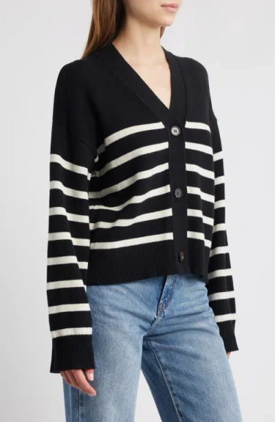 Rails Geneva Cardigan Black Oatmeal Stripes