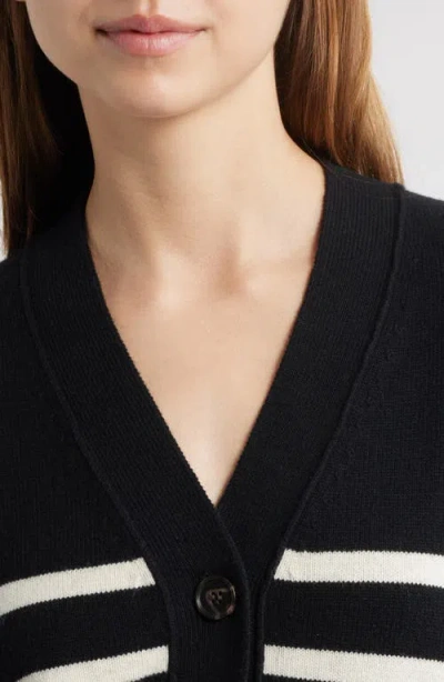 Rails Geneva Cardigan Black Oatmeal Stripes