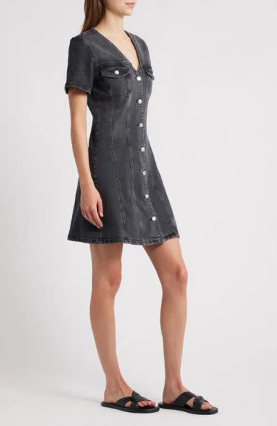 Rails Saratoga Button Front Denim Minidress In Gray