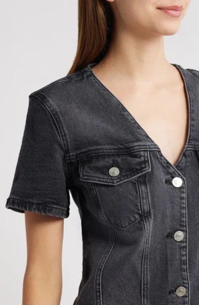 Rails Saratoga Button Front Denim Minidress In Gray