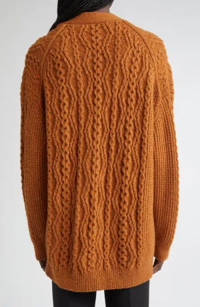 Vince Mixed Stitch Wool & Cashmere Blend Cardigan In Orange