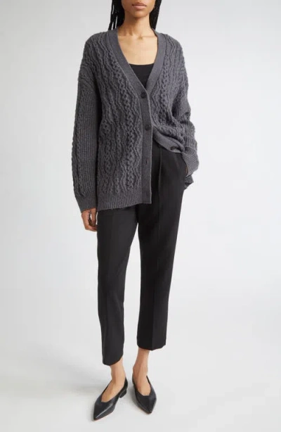 Vince Mixed Stitch Wool & Cashmere Blend Cardigan In Gray