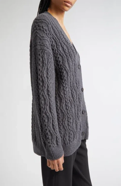 Vince Mixed Stitch Wool & Cashmere Blend Cardigan In Gray