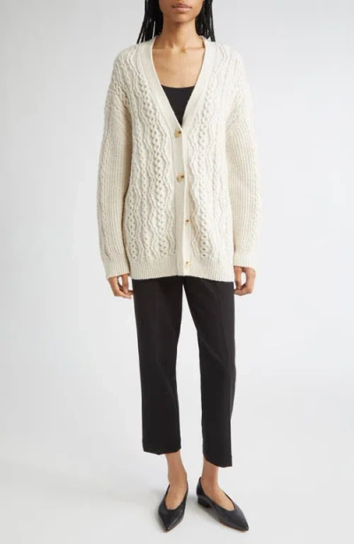 Vince Mixed Stitch Wool & Cashmere Blend Cardigan In White
