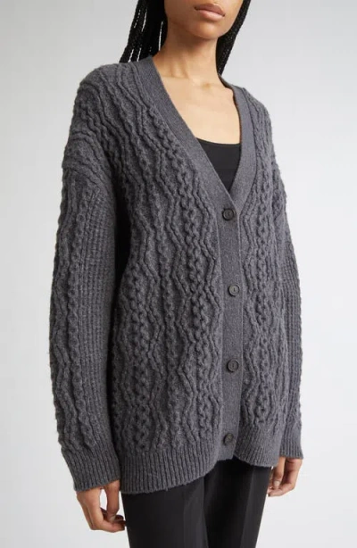 Vince Mixed Stitch Wool & Cashmere Blend Cardigan In Gray