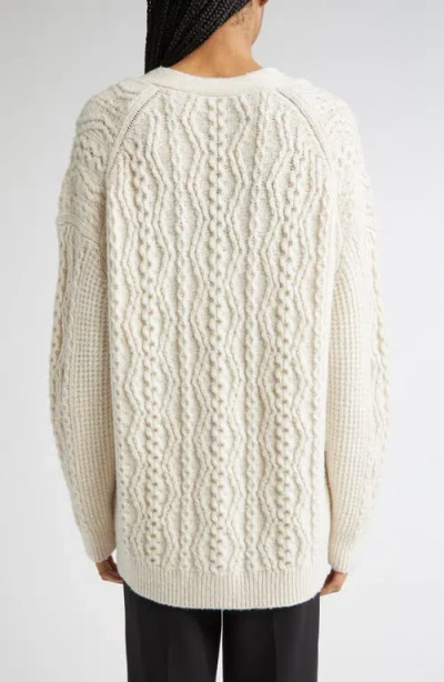 Vince Mixed Stitch Wool & Cashmere Blend Cardigan In White