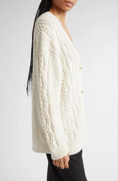 Vince Mixed Stitch Wool & Cashmere Blend Cardigan In White