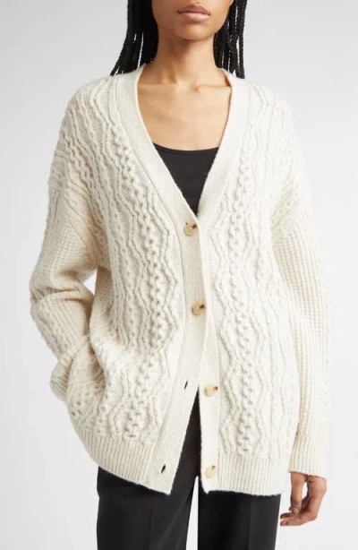 Vince Mixed Stitch Wool & Cashmere Blend Cardigan In White