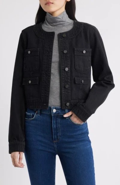 Paige Kiya Crop Denim Jacket In Black